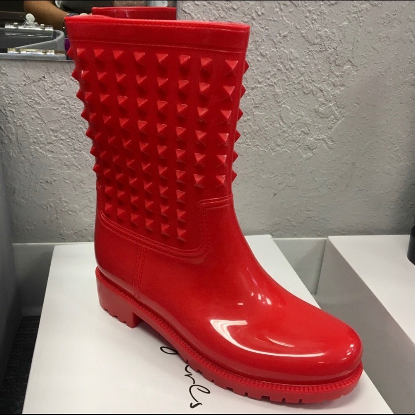 Red Stud Rain Boot